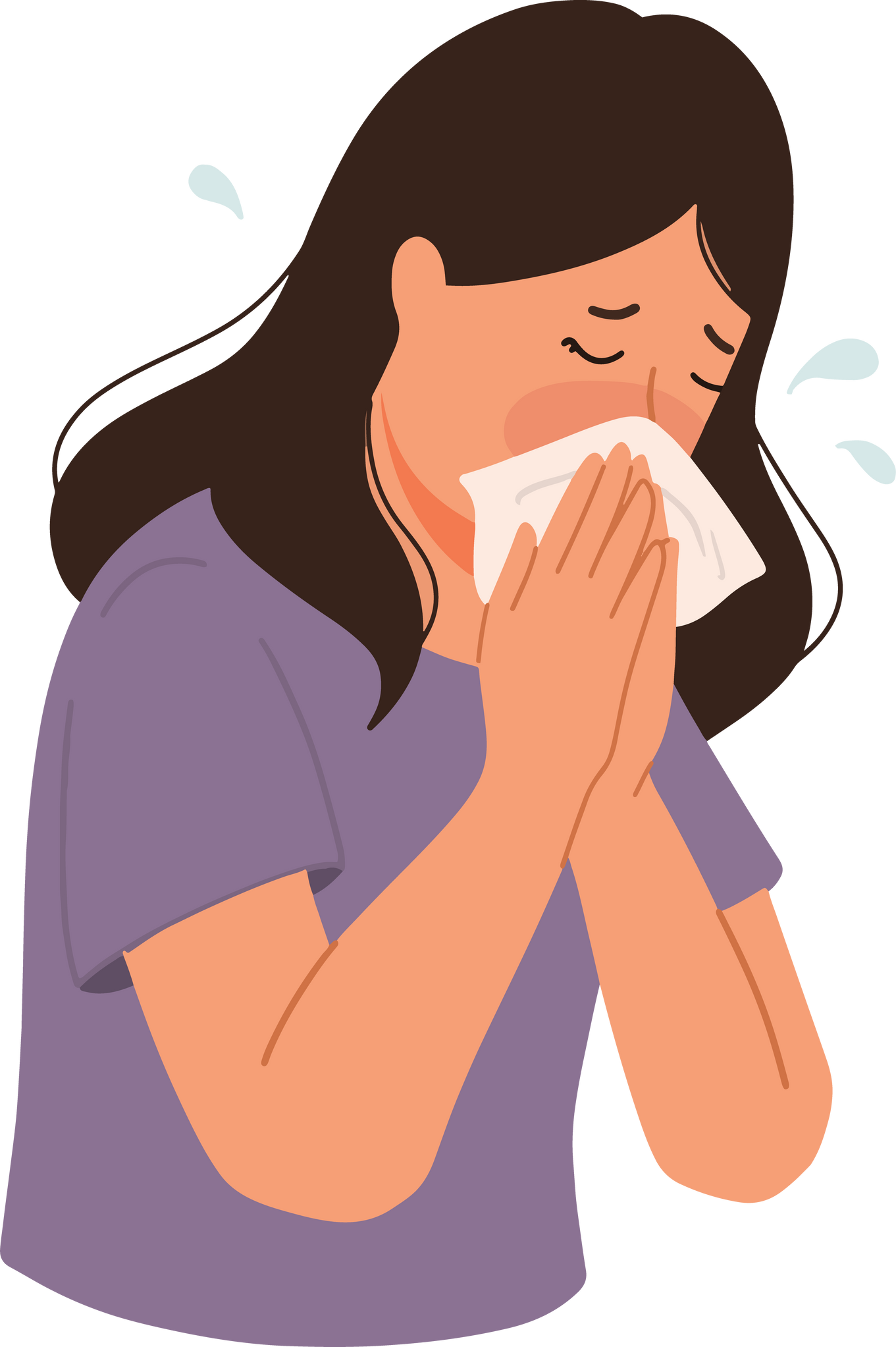 sneezing woman flu